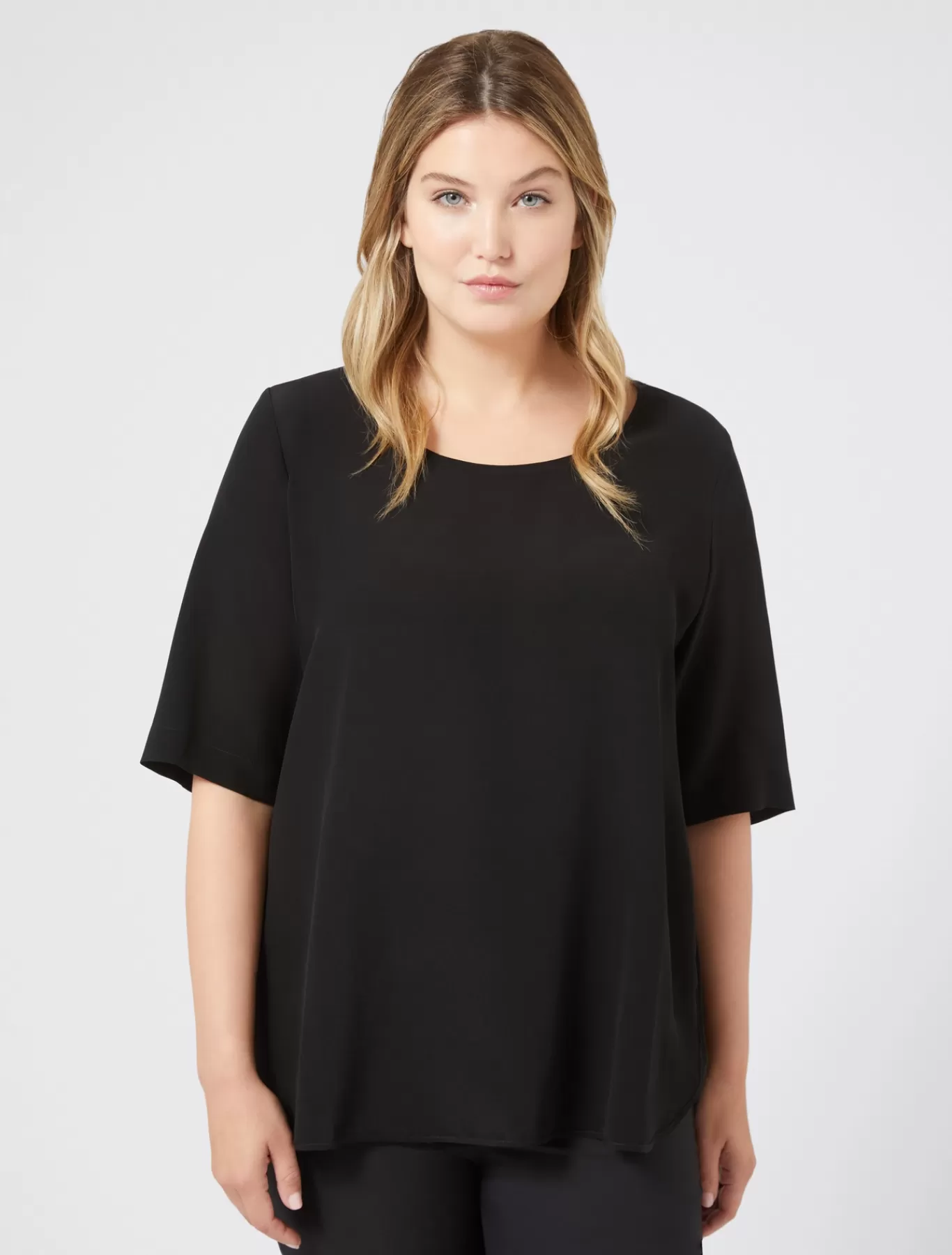 Marina Rinaldi Tuniques, Chemisiers & Blouse | Tuniques, Chemisiers & Blouses>Chemisier en crêpe de Chine de soie NOIR