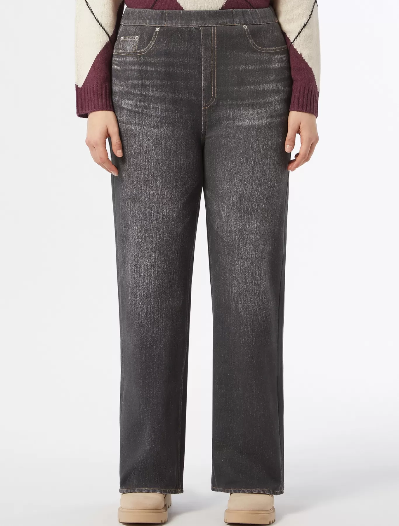 Marina Rinaldi Pantalons & Jeans | Pantalons & Jeans>Pantalon en molleton imprimé NOIR