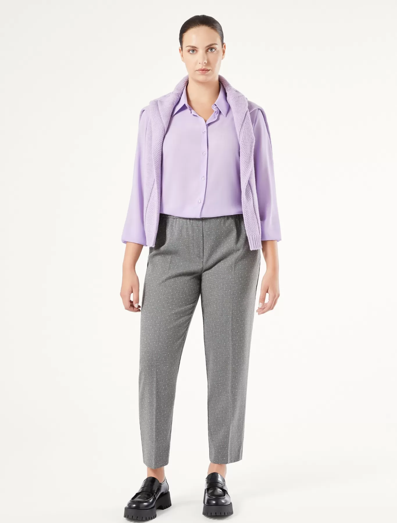 Marina Rinaldi Pantalons & Jeans | Pantalons & Jeans>Pantalon en tissu teint en fil GRISBLEU