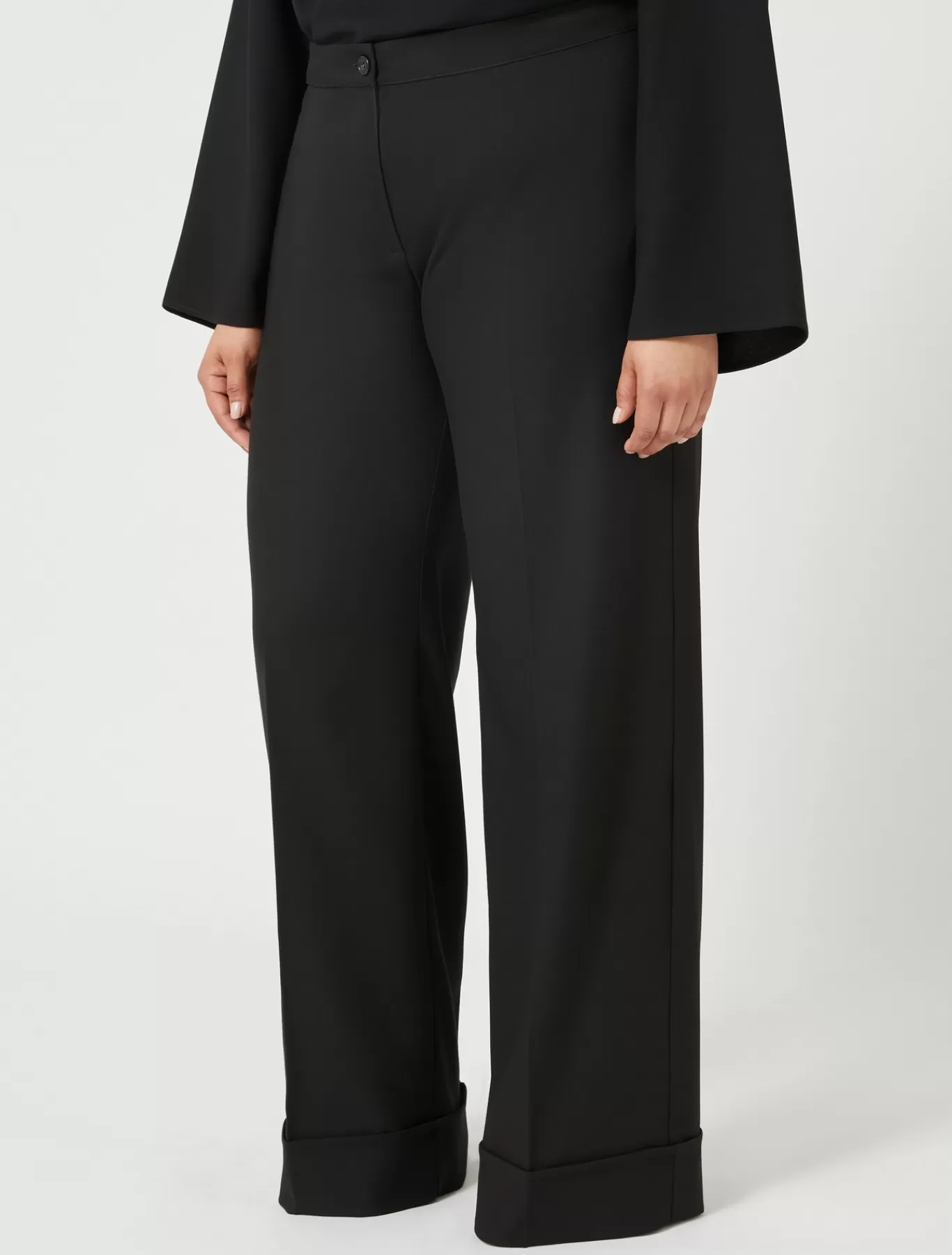 Marina Rinaldi Pantalons & Jeans | Pantalons & Jeans>Pantalon en tissu teint en fil et viscose NOIR